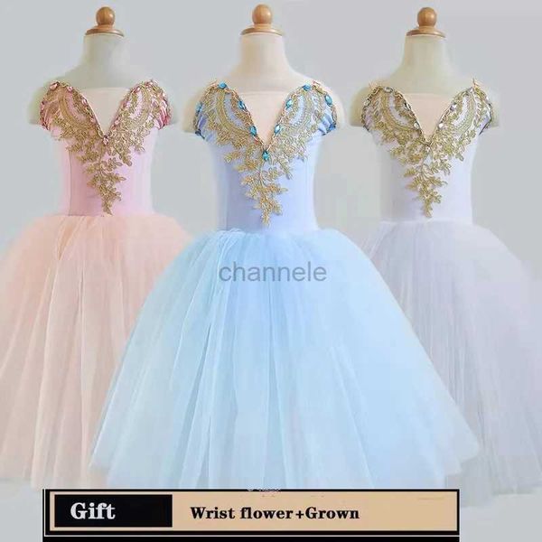 Mädchenkleider Ballettrock Tutu für Mädchen Kleid Gymnastik Trikot weiß lange Ballettkleider Mädchen Prinzessin Ballerina Kostüm Tanzkleid für Geburtstagsfeier 240315