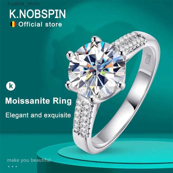 Anéis de Cluster KNOBSPIN D VVS1 3ct Moissanite Anéis para Mulheres S925 Sterling Silver Noivado Casamento Espumante Laboratório Anel de Diamante L240315