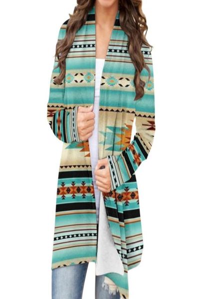 Women039s Strick Tees Geometrische Ethnische Print Gothic Kleidung Frauen Pullover Retro Casual Aztec Langarm Harajuku Strickjacke V N2685015