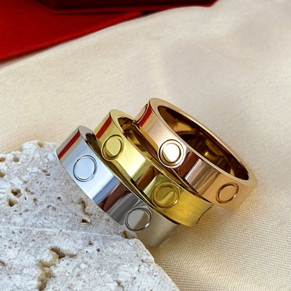 Anéis de unhas clássicos para homens, mulheres, amor, moda, luxo, banhado a ouro 18K, aço inoxidável, festa de casamento, eventos formais, Natal, Dia dos Namorados, anéis de diamante