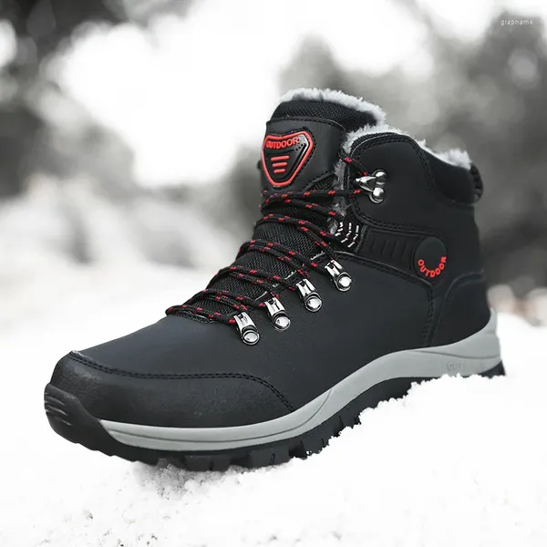 Scarpe da fitness Escursionismo invernale Stivali da passeggio sulla neve alla caviglia caldi impermeabili 2024 Scarpe da ginnastica in pelle PU da lavoro di sicurezza maschile all'aperto per uomo