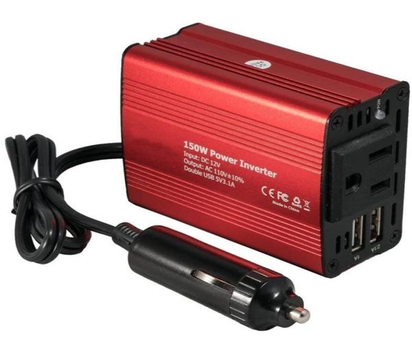 Caricabatterie per auto da 150 W Convertitore di potenza da 12 V CC a 110 V CA con caricatore per auto doppio USB da 31 A6008879
