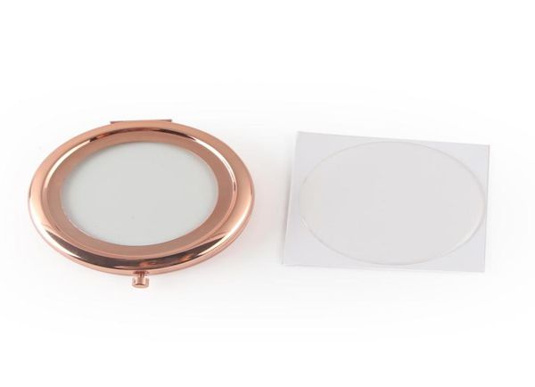 Specchio cosmetico compatto moda oro rosa Specchio per trucco cavo fai da te Adesivo epossidico da 58 mm 5 pezzi / lotto 184104310747