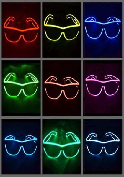 Einfache El Brille El Draht Mode Neon LED Leuchten Leuchten Sonnenbrillen Rave Kostüm Party DJ Helle Sonnenbrille6888055