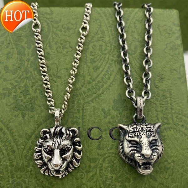 DF Trendiger und dominanter Löwenkopf-Trend, thailändisches Silber, antik, Vintage, Gatto-Serie, Tigerkopf-Anhänger, originelle Halskette für Männer