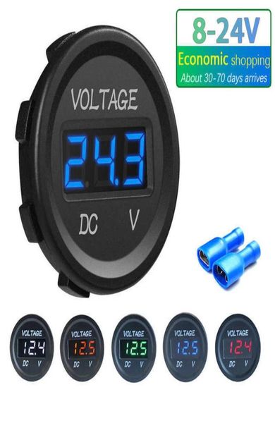 Round Roxgoct Mini Motorcycle de barco à prova d'água DC5V48V Painel de LED Painel Digital Voltmeter Tester monitor Voltmeter1867974