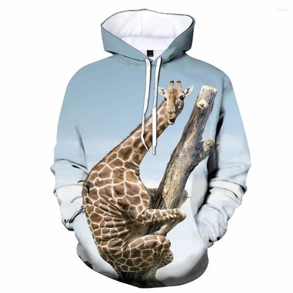 Erkek Hoodies Sevimli ve Eğlenceli Zürafa 3D Baskılı Hoodie Erkekler/Kadınlar Günlük Moda Kapşonlu Gömlek Çocuk Külot Sweatshirtler Büyük Boy Unisex