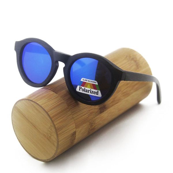Óculos de sol polarziados aanew, óculos de bambu, homens, mulheres, design de madeira, design de marca redonda 2024 Trendy atacader retro óculos com caixa de praia feita na China de alta qualidade