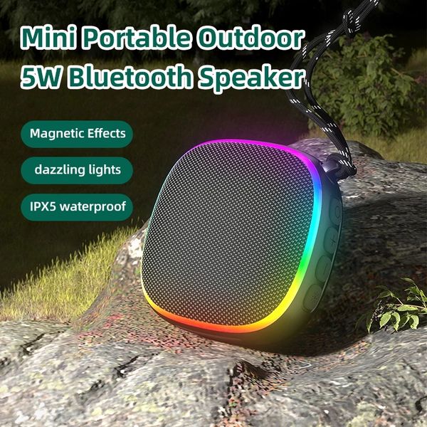 Ao ar livre magnético bt5.3 alto-falante sem fio mini leitor de música caixa de som com luzes rgb ipx5 à prova dwaterproof água estéreo surround yy1221