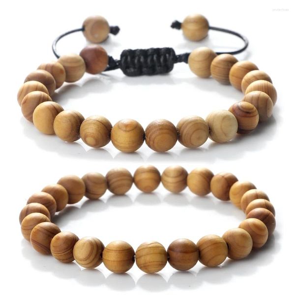 Strand di alta qualità Cliff Cypress perline di legno bracciali donna uomo meditazione fatta a mano stretch guarigione gioielli yoga 6/8 / 10mm