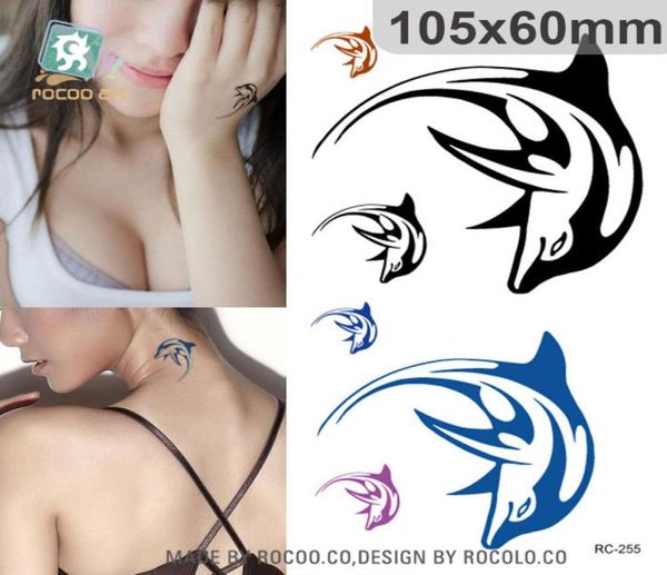 Todo 2016 homens a nova tatuagem à prova d' água cor personalizada golfinho dança grande padrão adesivos podem ser personalizados inteiros r9968924