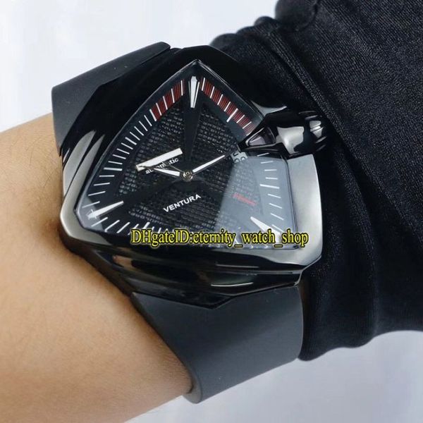 Luxo nova edição h24615331 ventura xxl automático preto malha dial 316l caso de aço inoxidável relógio masculino pulseira borracha esporte wa266l