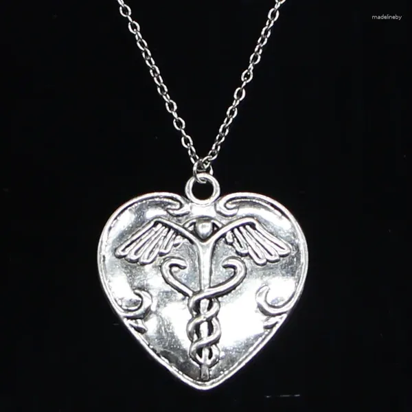 Ketten 20 stücke Mode Halskette 42x40mm Herz Caduceus Symbold Anhänger Kurze Lange Frauen Männer Colar Geschenk Schmuck halsband