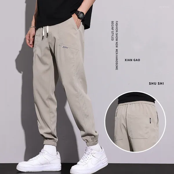 Calças masculinas verão de alta qualidade fina algodão jogger homens calça carga solta cinza cák casual harem coreano hip hop sweatpants masculinos