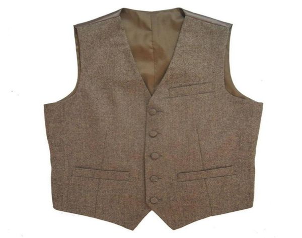 Gilet da sposa rustico vintage in tweed Gilet marrone da uomo Estate Inverno Slim fit Groom039s Indossare Gilet da uomo Taglie forti 6XL4261705