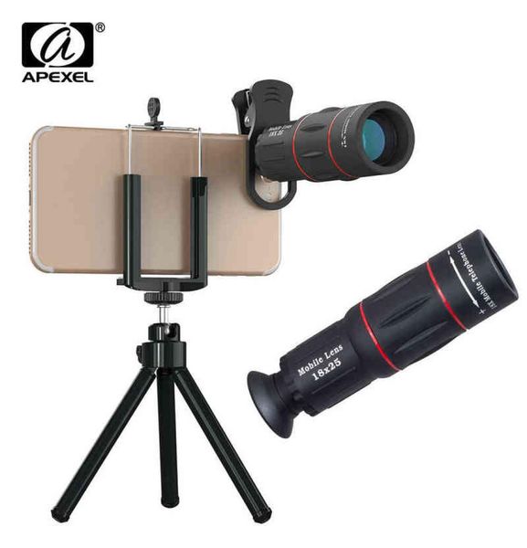 APEXEL 18X Monokular Zoom HD Optische Handy Objektiv Universal Für iPhone Smartphones Clip Telepo Kamera Objektiv AA2203249580836