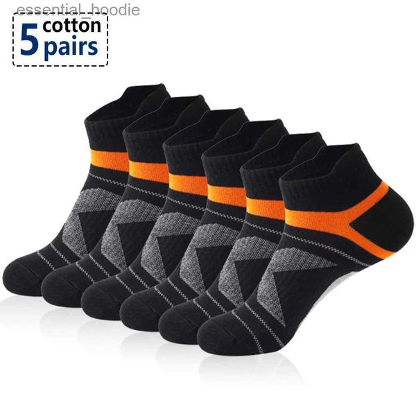 Herrensocken, 5 Paar, Sport, Knöchel, Herren, Sommer, Outdoor, lässig, Baumwolle, kurz, atmungsaktiv, Schwarz, Fitness, Laufen, Sport, Größe 38–45C24315