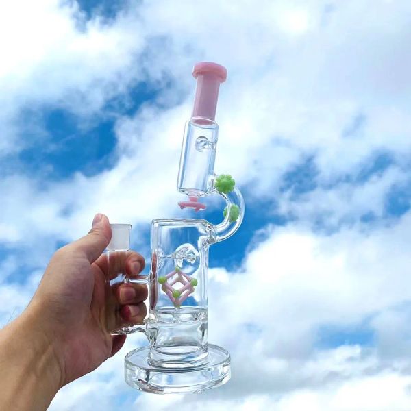 Einzigartige DNA-Bong-Wasserpfeife 11 Zoll, Helix-Turbine, Perc-Dab-Rigs, Basisöl-Recycler, Glas-Wasserpfeife LL