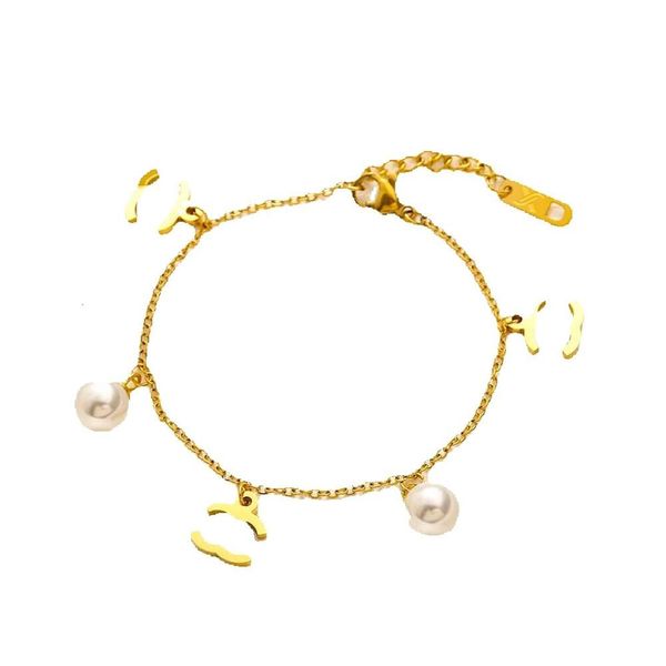 T Pearl kaplama t Gold Yeni Tasarımcı Aşk Butik Marka Kızların Mücevherleri Romantik Stil Noel Aile Hediye Zinciri Bilezik GG GG