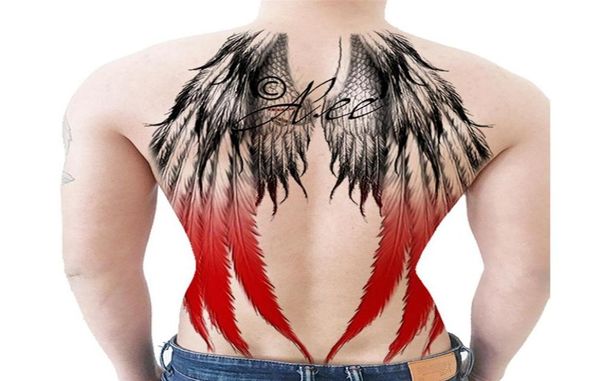 Asas de anjo asas coloridas traseiras adesivos à prova d' água homens e mulheres simulação duradoura tatuagem stickers174t260y9649308