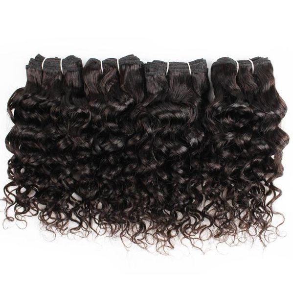 4 Stücke Menschliches Haar Bundles Wasser Welle 50gpc Natürliche Farbe Indisches Mongolisches Lockiges Reines Haar Weave Extensions für Kurze Bob Style7247744