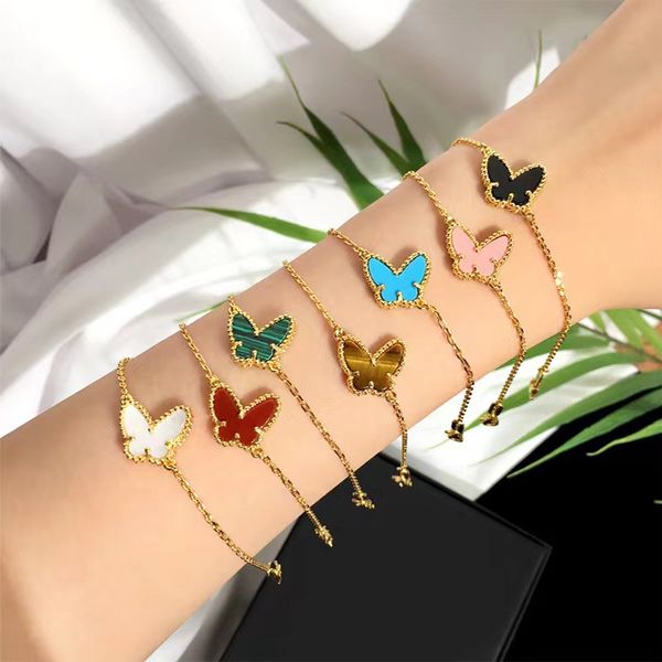 Simples borboleta trevo pulseira clássico marca designer pulseira moda de alta qualidade aço inoxidável feminino pulseira casamento jóias presentes