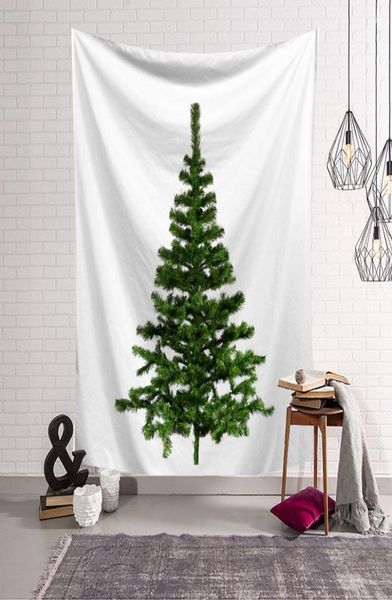 150200 cm Neujahrsdekoration Wandteppich bedruckt Weihnachtsbaum hängende Wandkunst blau grüne Bäume Winterfest Tapiz Polyester ca8882597