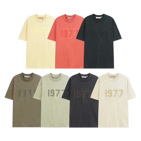 FOG T Shirts American High Street Couple 22 Double Thread 1977 Lässiges Kurzarm ESSENTIASL Trendiges T-Shirt
