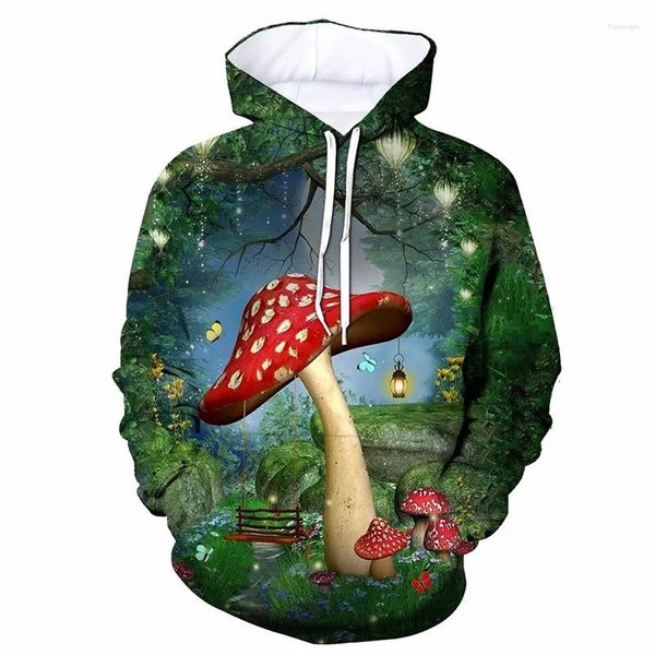 Мужские толстовки Осенний гриб с 3D принтом Мужчины Женщины Модная уличная одежда Негабаритные трендовые товары Толстовки Пуловеры с капюшоном Спортивные костюмы
