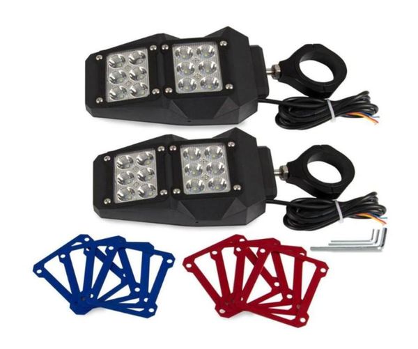 Specchietti moto 175quot 2quot Vista posteriore laterale Specchietto retrovisore con cornice tricolore con articoli leggeri a led per UTV ATV8346472