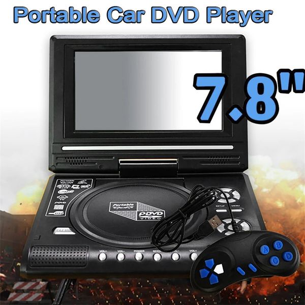 7.8 Polegada 16 9 Widescreen 270 ° Tela LCD Rotativa Home Car TV DVD Player Portátil VCD MP3 Viewer com Função de Jogo 240229