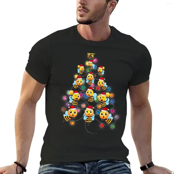 Herren Polos Santa Bees Weihnachtsbaum Lustige Biene Licht T-Shirt Maßgeschneiderte Heavyweights Herren Grafik-T-Shirts Hip Hop