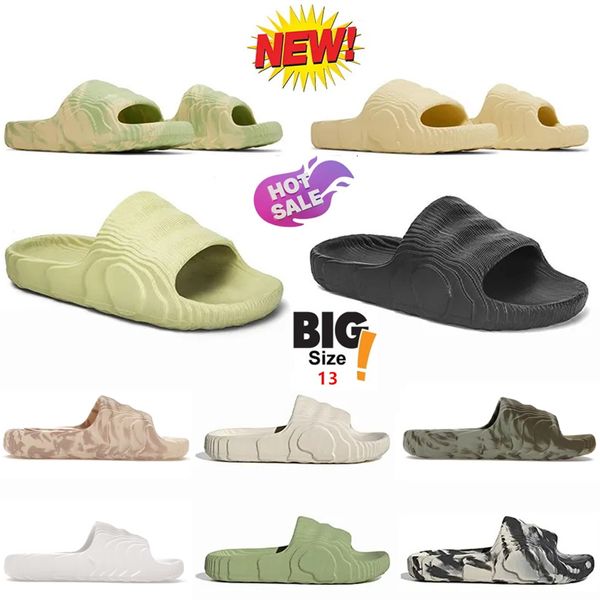 Sandalen für Herren und Damen, Adilette 22 Slides, Carbon-Aluminium, Sandschichten, Hellbraun, Olivgrün, Silbergrün, Designer-Outdoor-Strandschuhe für Herren und Damen