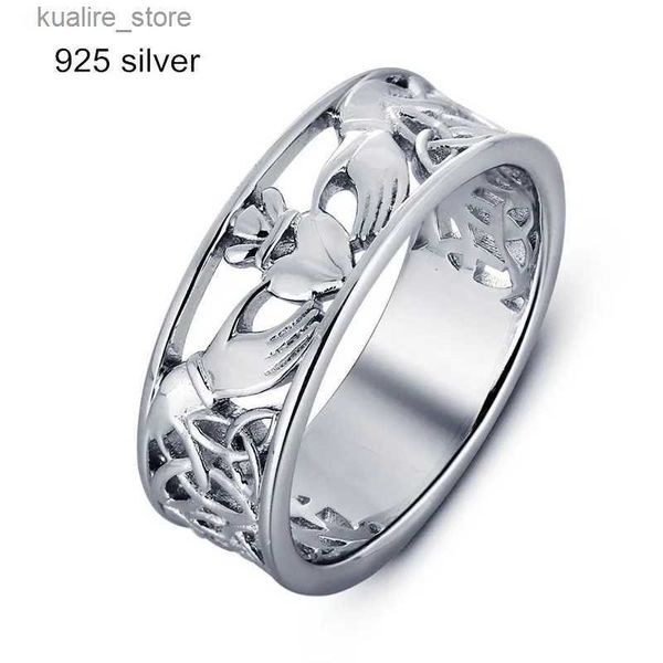 Anéis de Cluster Hot Irish Claddagh Anéis para Mulheres Mão Amor Coração Coroa Casamento Noivado Melhor Amigo R014S L240315