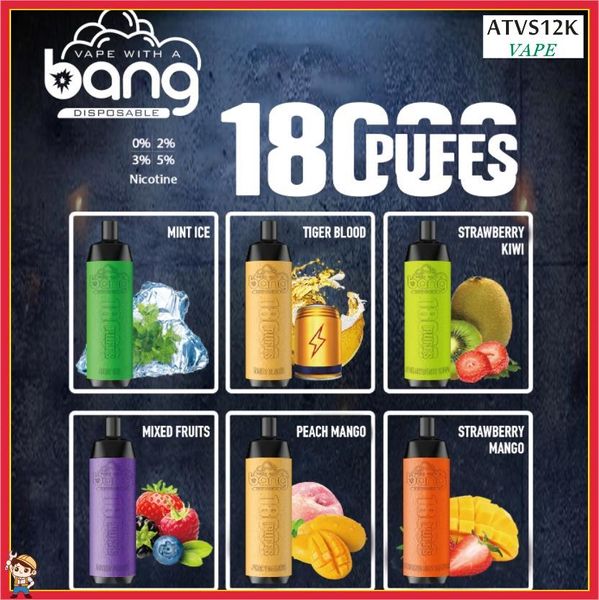 Bang Box 18000 E Zigaretten Kit 18K Puffs Einweg Vape Vape Stift Mesh Spule wiederaufladbare 850 -mAh -Batterie -Dampfs 12 Farben Vaporizer Puff 18000 gegen Al Fakher Big Cloud