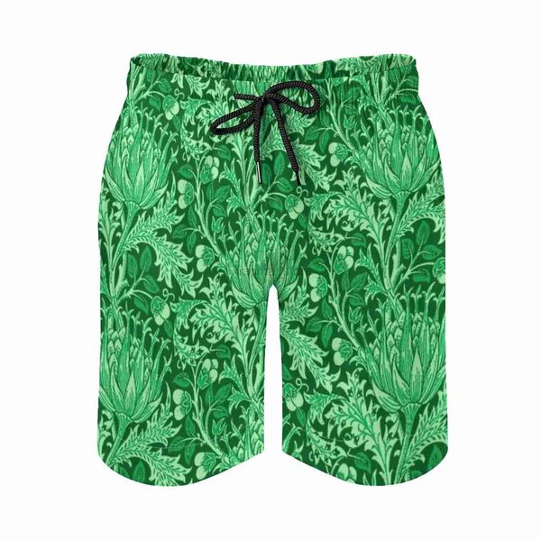 Мужские купальники William Morris артишок в адамаске изумрудно-зеленые шорты для плавания с принтом пляжный купальник свободные мужские купальники William 240315