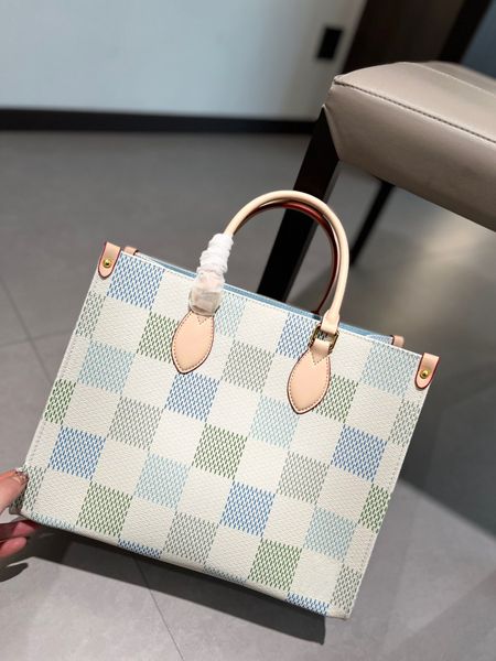 2024 Borsa shopping da donna modello inizio primavera Borsa tote in vera pelle Borsa a tracolla con motivo a quadretti Borsa a tracolla con pochette Borse