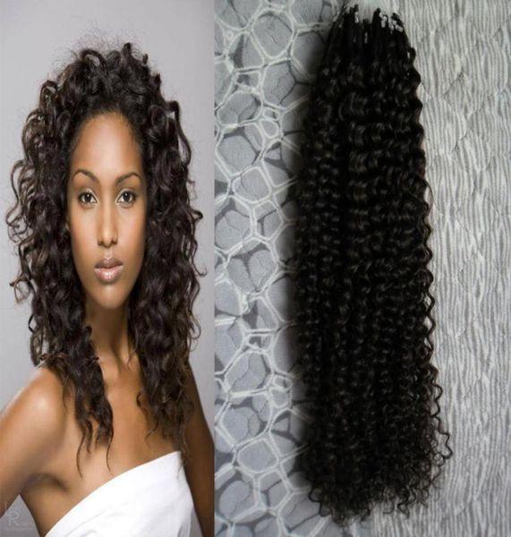 100 г натуральных волос для наращивания волос, кудрявые вьющиеся с микропетлей, 100 индийских человеческих волос Virgin Remy, 1 г, наращивание с микробусинами7843442