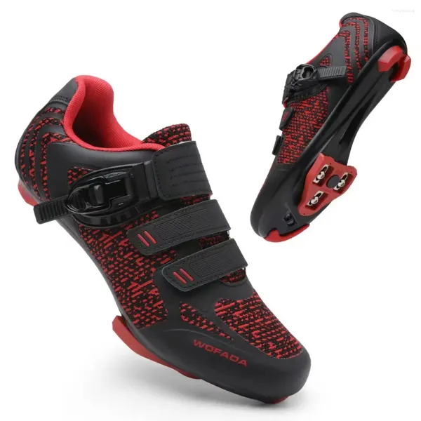 Sapatos de ciclismo auto-travamento masculino bicicleta de estrada de sujeira tênis de velocidade plana off-road mountain bike corrida