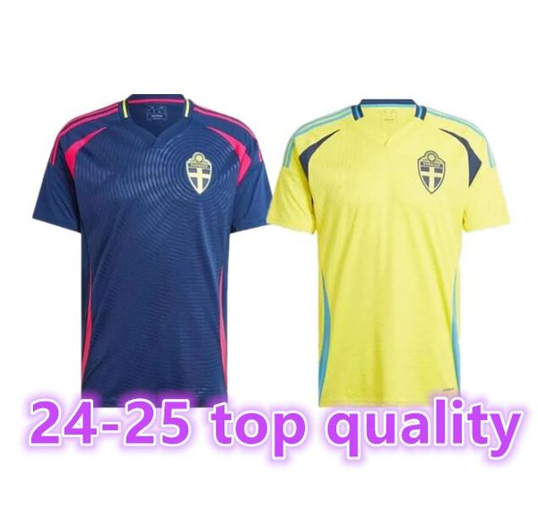 24 25 Suécia Seleção Nacional IBRAHIMOVIC FORSBERG Homens Camisas de Futebol LARSSON EKDAL ISAK 2024 2025 Home Away Camisas de Futebol Adulto Manga Curta 6688