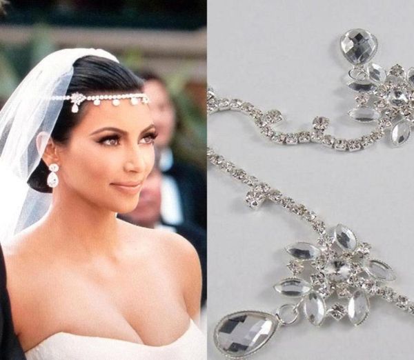 Verkaufe Kim Kardashia Echte Bilder Strass Schöne Glänzende Kristall Hochzeit Braut Hochzeit Haarteil Zubehör Schmuck Tiaras8355844