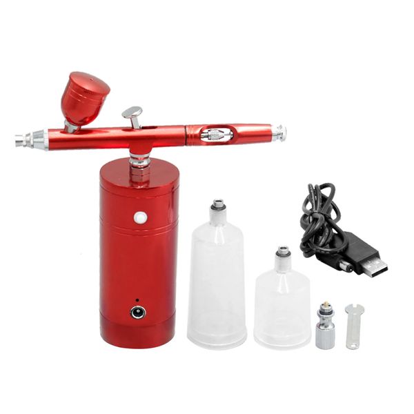 KKmoon Compressore per aerografo portatile Pompa spray Kit aerografo USB ricaricabile Pistola per aerografo portatile a doppia azione per trucco tatuaggio 240304