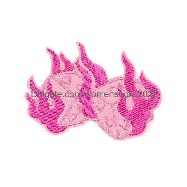 Nozioni di cucito Strumenti Punk Ferro Quelli Rosa Fuoco Dadi Ricamati Cucire Distintivo dell'emblema Applique Riparazione Accessori artigianali fai da te per i vestiti Dhgyq