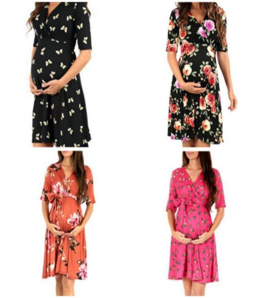 Mulheres grávidas vestido de verão 2019 moda vneck roupas mãe roupas casuais pós-natal desgaste 1ar510ds13r1618495