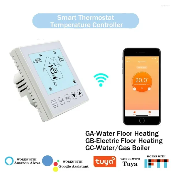 Controllo domestico intelligente Tuya WiFi Termostato regolatore di temperatura per acqua/riscaldamento a pavimento elettrico Caldaia ad acqua/gas Funziona con Alexa Google