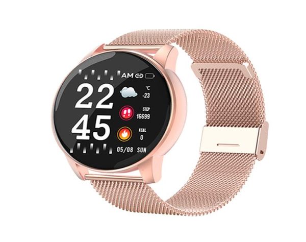 W8 relógio inteligente redondo feminino pulseira à prova dwaterproof água relógios masculino rastreador de fitness monitor pressão arterial para android ios6176937
