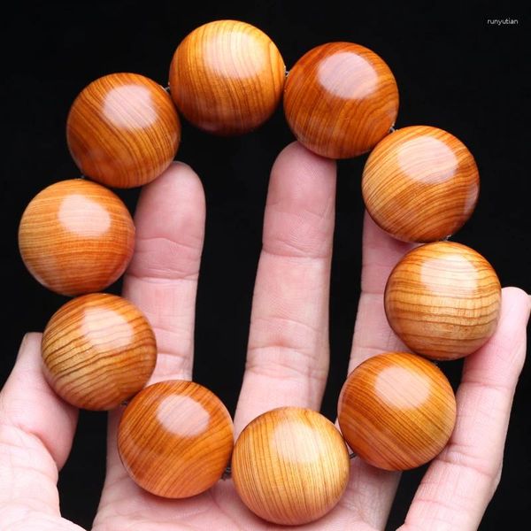 Браслет высокого качества из натурального сандалового дерева, мужской браслет ручной работы, большой размер 30 мм, деревянные бусины-четки