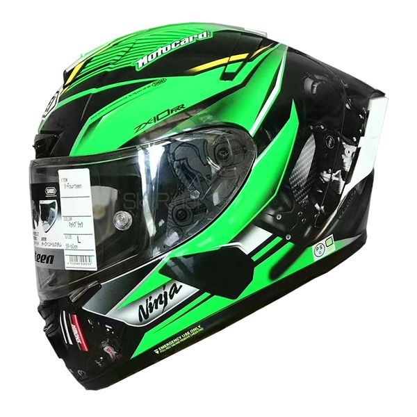 Capacete de rosto inteiro shoei x14 x-catorze verde kawasa ki, viseira anti-neblina, carro de equitação, motocross, corrida, capacete de motocicleta