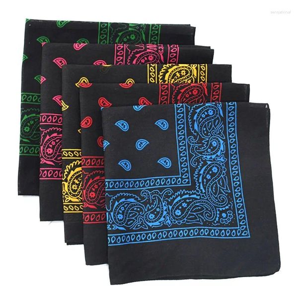 Schals, schwarzes Hip-Hop-Bandana, Kopftuch, Unisex, Haarband, Halstuch, Paisley-Kopfbedeckung, Handgelenk-Haarwickel, quadratisches bedrucktes Taschentuch