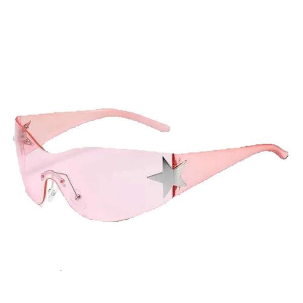 2023 Occhiali da sole senza montatura Star Punk per donne e uomini, occhiali da sole Y2K firmati di marca, occhiali di moda con protezione UV400